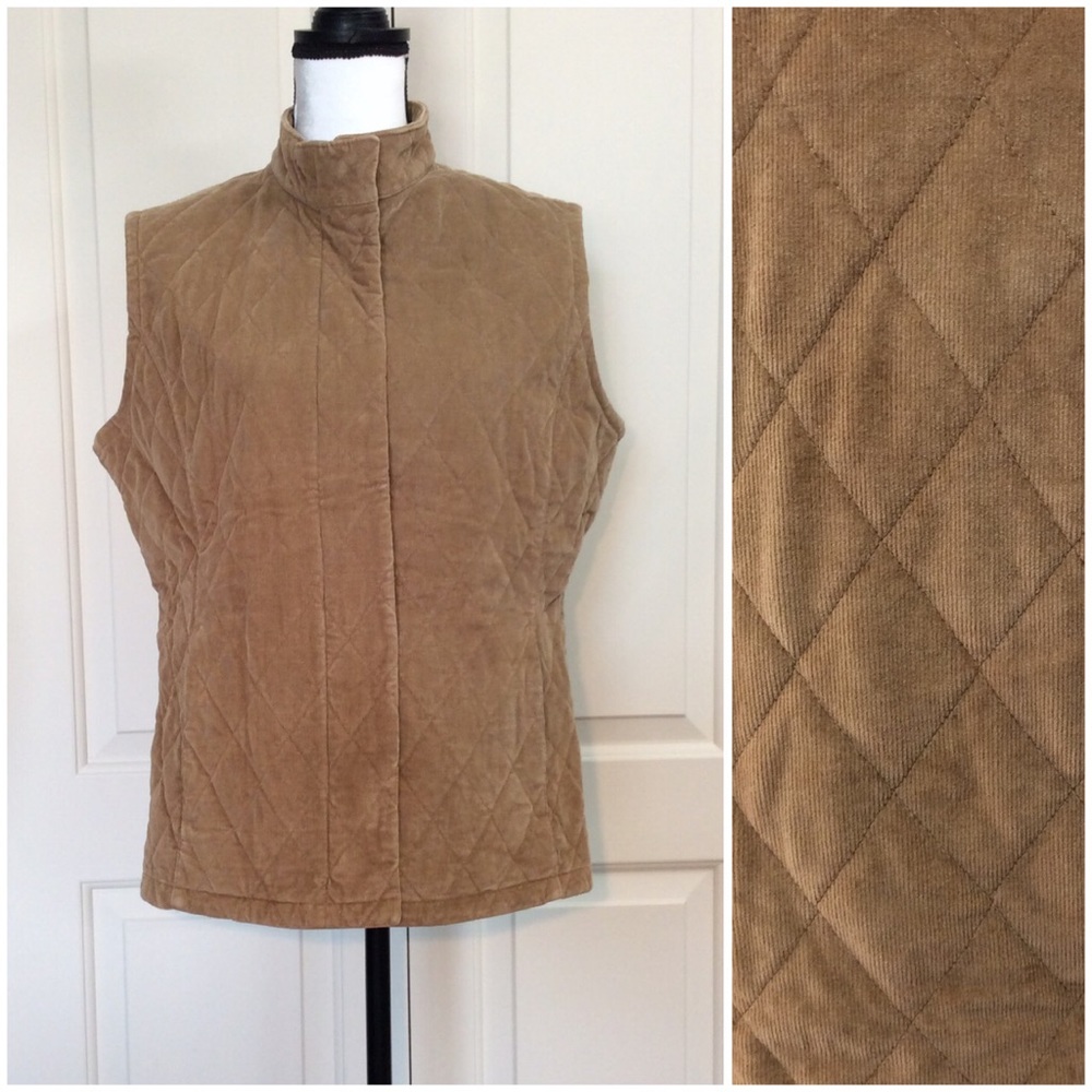 Eddie Bauer Quilted Corduroy Vest Large TALL